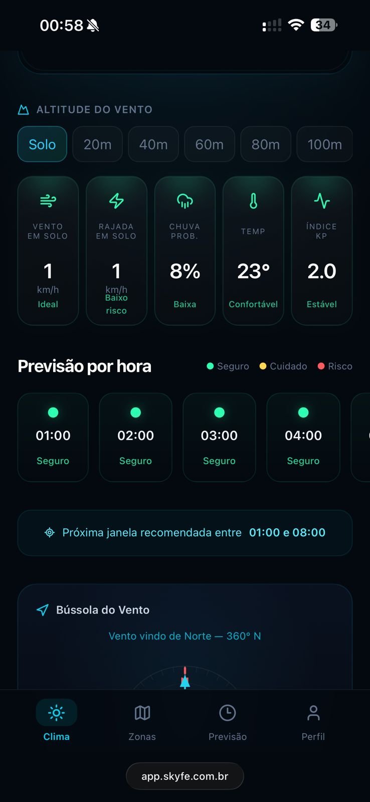 SkyFe detalhes meteorológicos por altitude